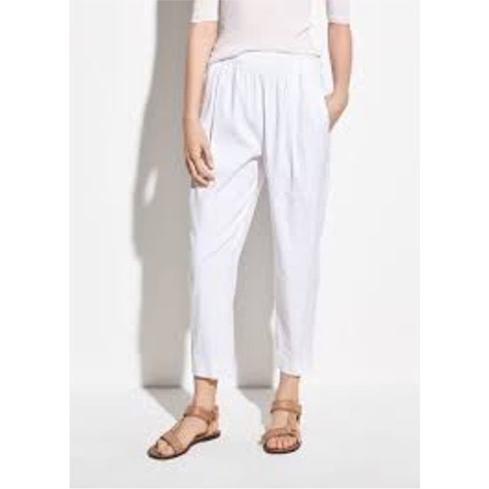 VINCE Linen Tapered Pull On Pants. High Rise. Optic White. L. ONLY $40